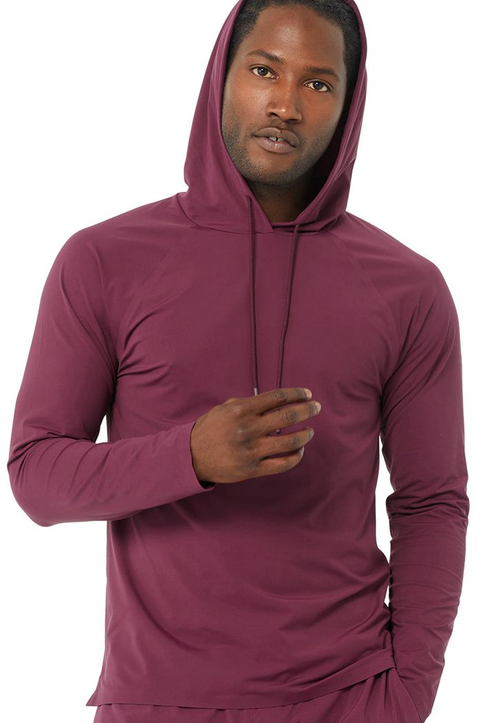 Alo Yoga Idol Hooded Runner Men's Hoodie Red | 59FENTKLC