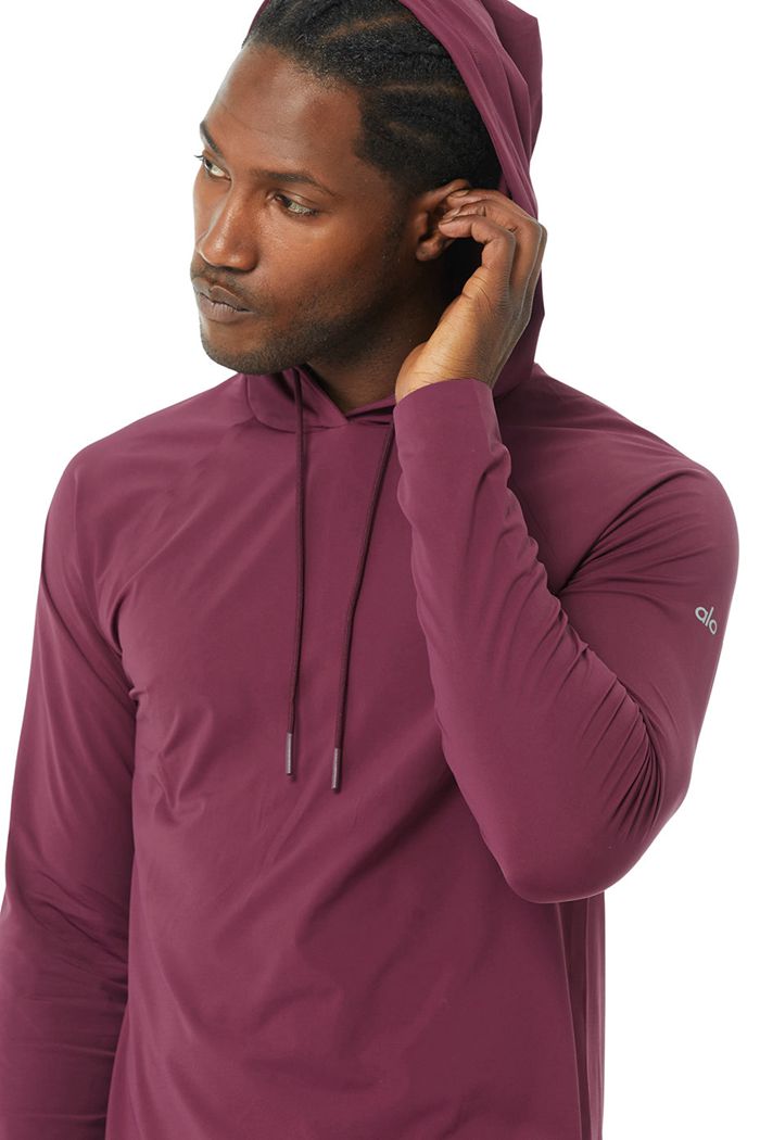 Alo Yoga Idol Hooded Runner Men's Hoodie Red | 59FENTKLC