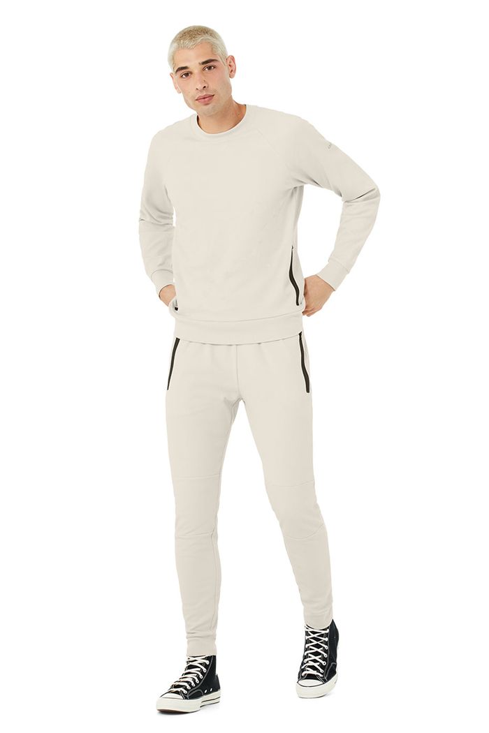 Alo Yoga Impel Sweatshirt Men's Long Sleeve Beige | 71QWBXOAT