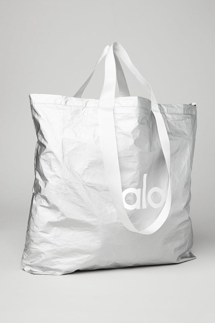 Alo Yoga Keep It Dry Packable Tote Women's Bags Silver | 23NTMOLCE