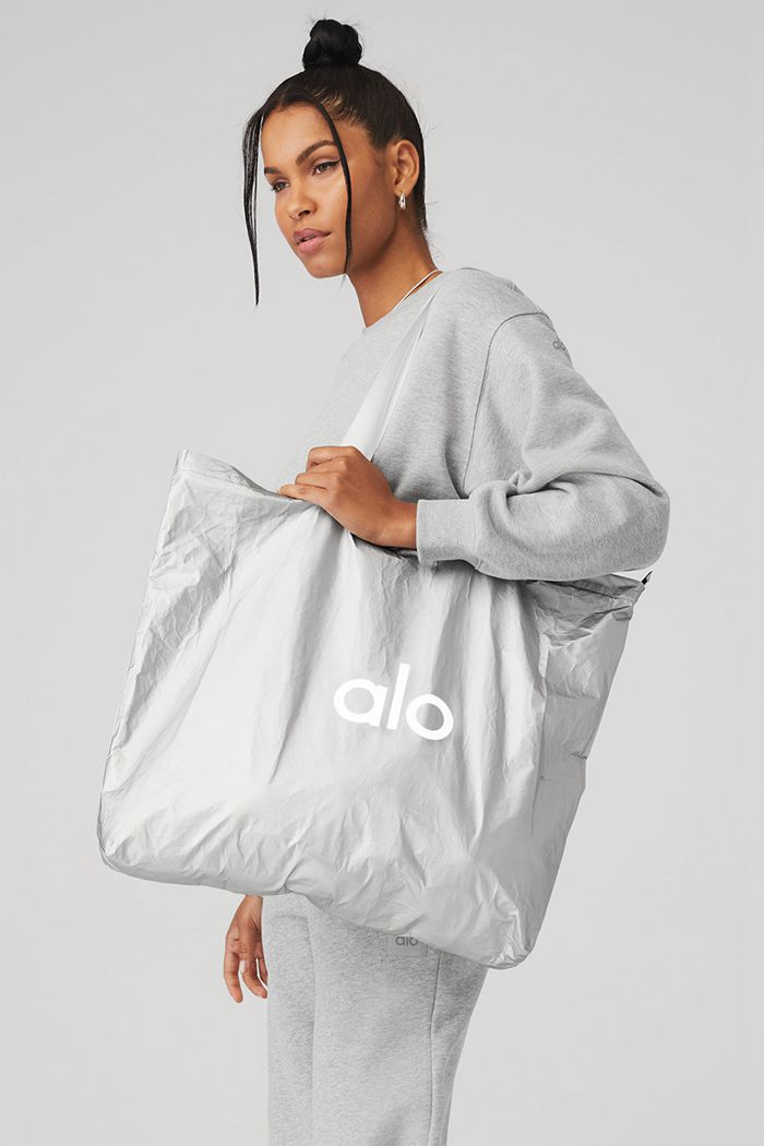 Alo Yoga Keep It Dry Packable Tote Women's Bags Silver | 23NTMOLCE