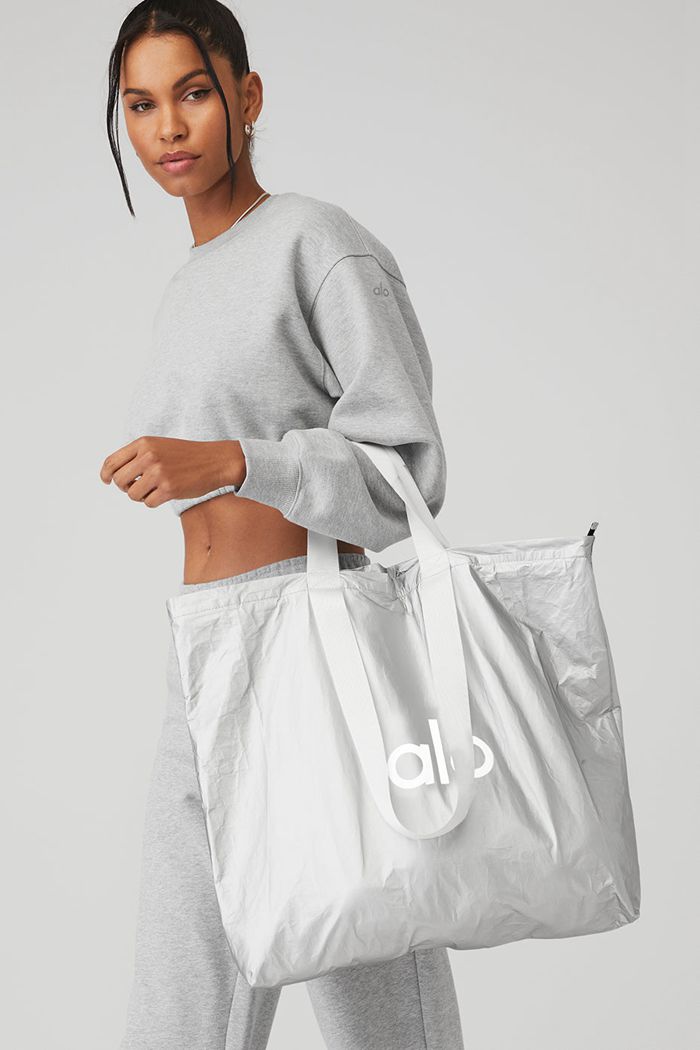 Alo Yoga Keep It Dry Packable Tote Women's Bags Silver | 23NTMOLCE