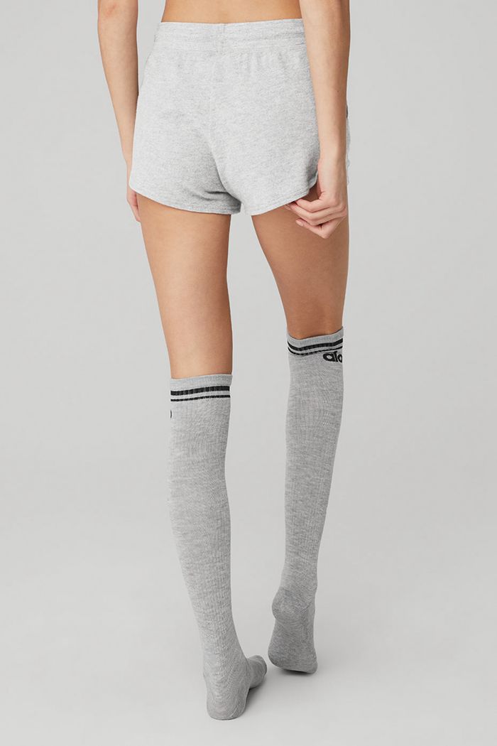 Alo Yoga Knee-High Throwback Women's Socks Grey Black | 45AMKTLDB