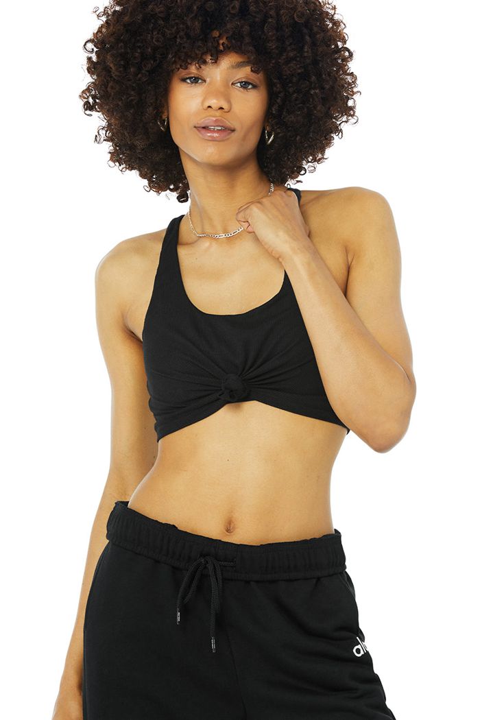 Alo Yoga Knot Women's Bras Black | 28RYSKVGH