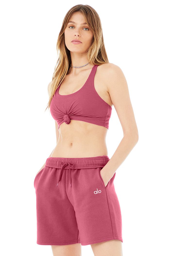 Alo Yoga Knot Women's Bras Purple | 39BEJPVTS