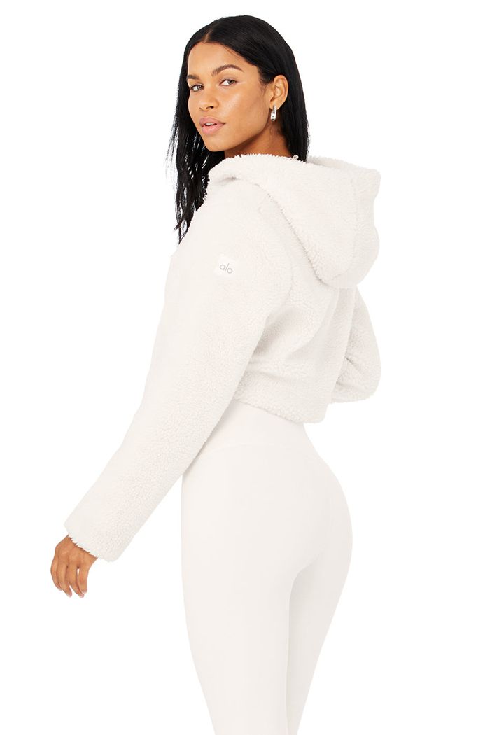 Alo Yoga LA Sherpa Women's Jackets White | 35GRCSKXZ