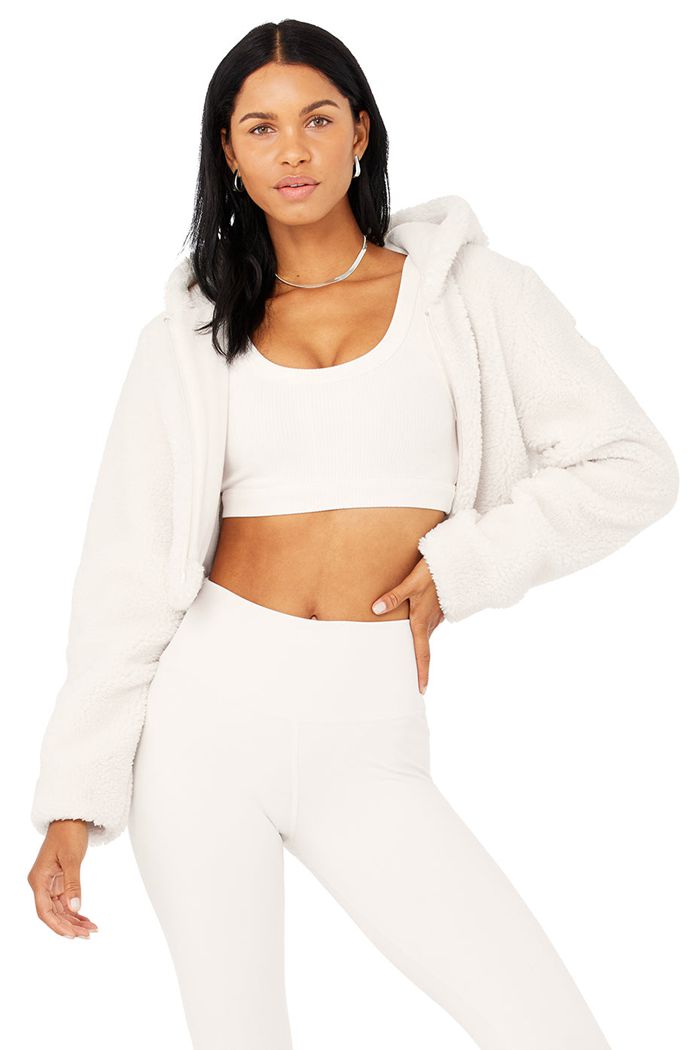 Alo Yoga LA Sherpa Women's Jackets White | 35GRCSKXZ