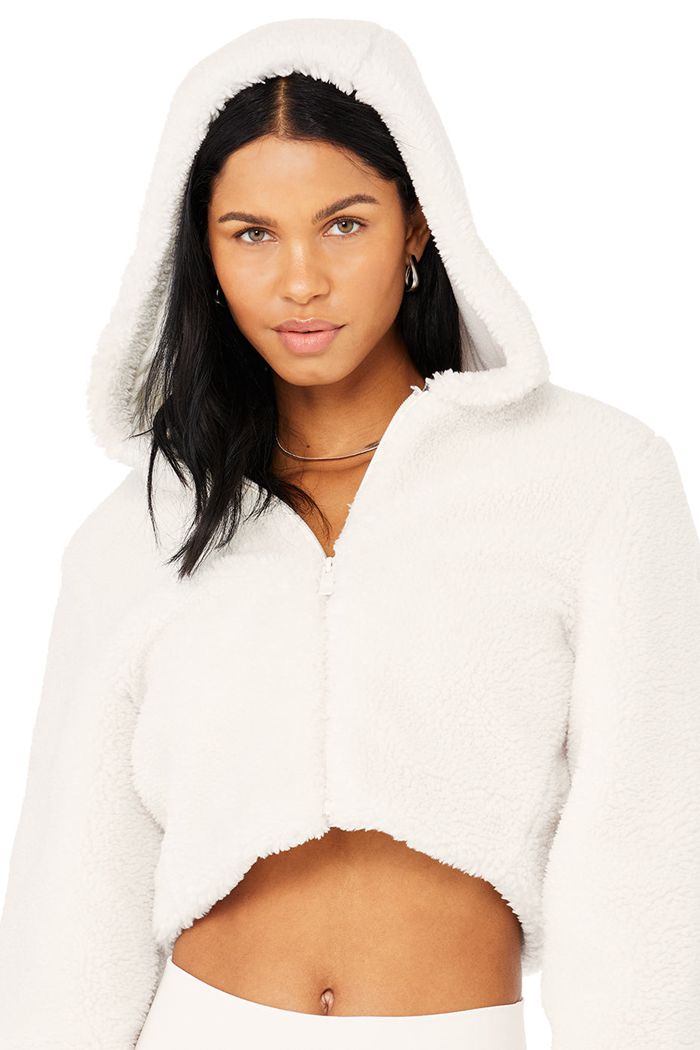 Alo Yoga LA Sherpa Women's Jackets White | 35GRCSKXZ