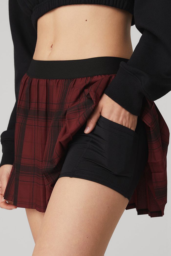 Alo Yoga Legacy Plaid Varsity Tennis Women's Skirts Black | 12PDRLZAH