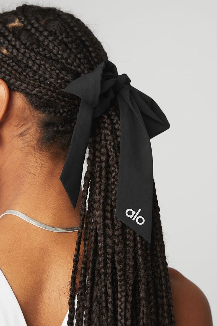 Alo Yoga Love Knots Tie Women's Scrunchie Black | 82KQDYCEI