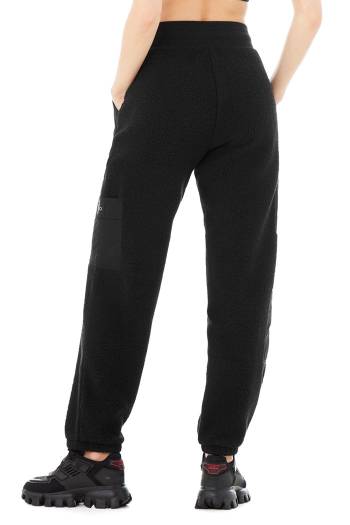 Alo Yoga Micro Sherpa High-Waist Solstice Sweat Women's Pants Black | 89BQPXTWJ