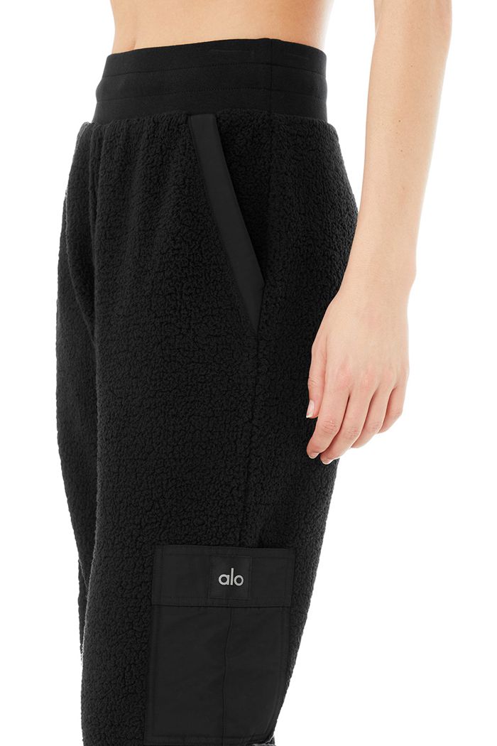 Alo Yoga Micro Sherpa High-Waist Solstice Sweat Women's Pants Black | 89BQPXTWJ