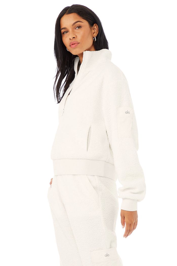 Alo Yoga Micro Sherpa Solstice Women's Jackets White | 41CKEOJQR