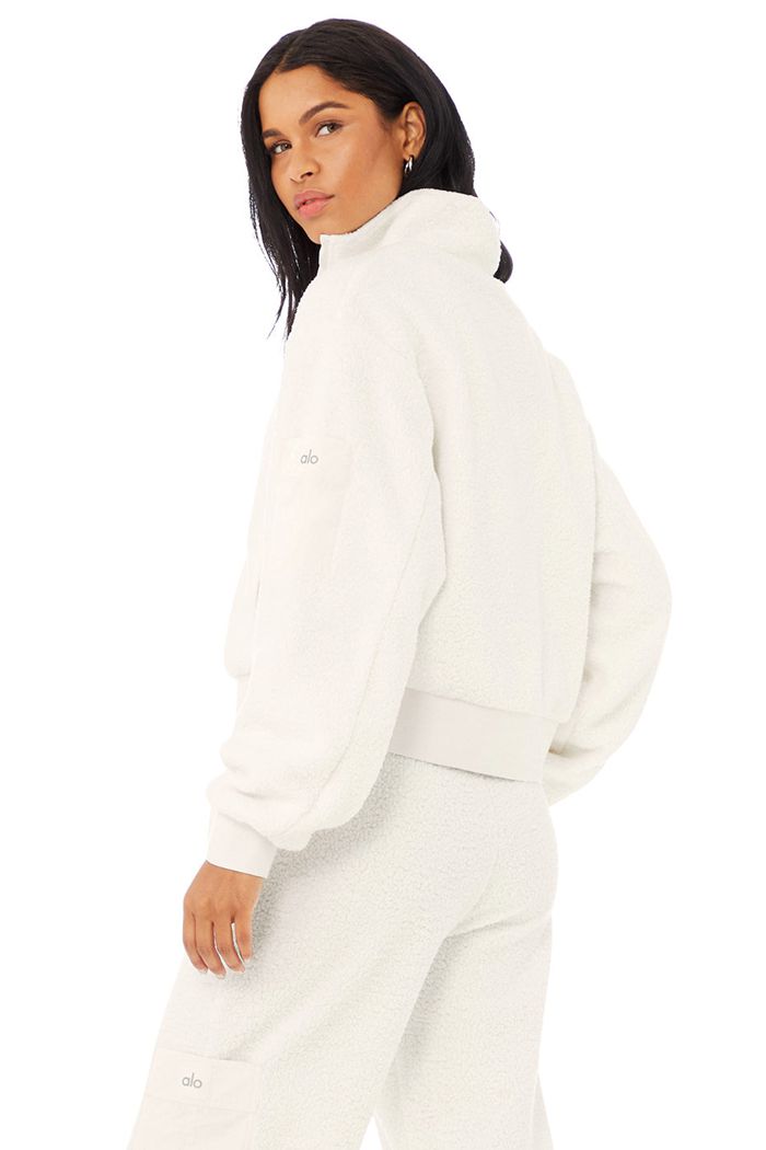 Alo Yoga Micro Sherpa Solstice Women's Jackets White | 41CKEOJQR