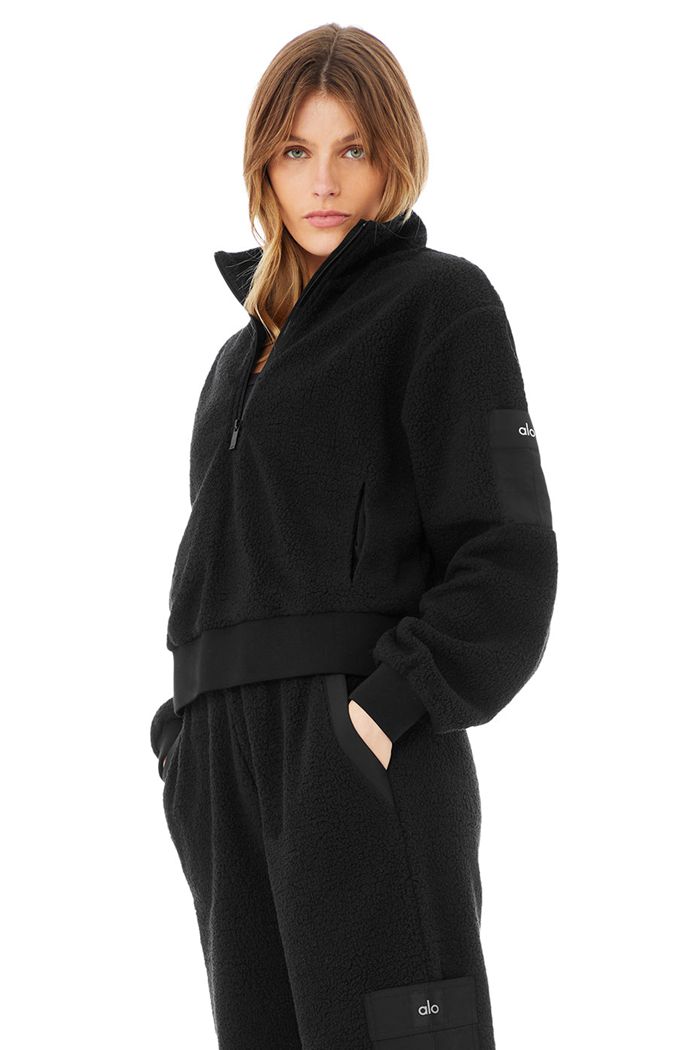 Alo Yoga Micro Sherpa Solstice Women's Jackets Black | 91HKBMJQZ