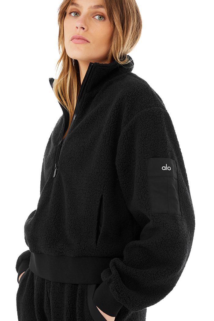 Alo Yoga Micro Sherpa Solstice Women's Jackets Black | 91HKBMJQZ