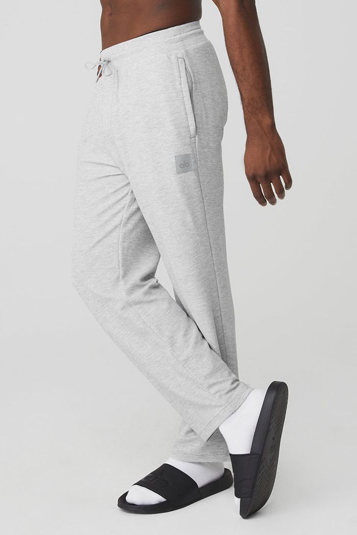 Alo Yoga Micro Waffle Fast Break Sweat Men's Pants Grey | 19YSHJMXT