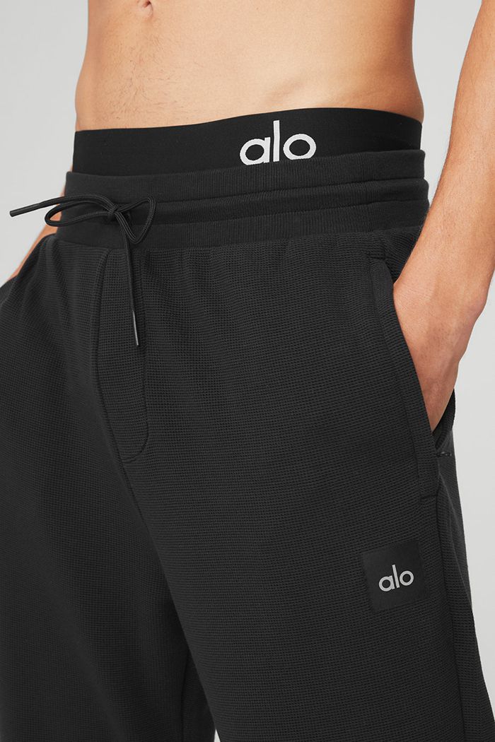 Alo Yoga Micro Waffle Fast Break Sweat Men's Pants Black | 84ADKYQNC