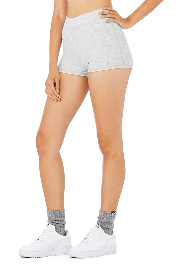 Alo Yoga Micro Waffle Pleasant Boy Women's Short Grey | 04ZUCQKNA