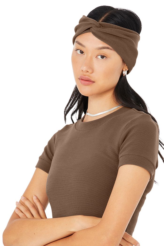 Alo Yoga Micro Waffle Women's Headband Brown | 16AJFSXER