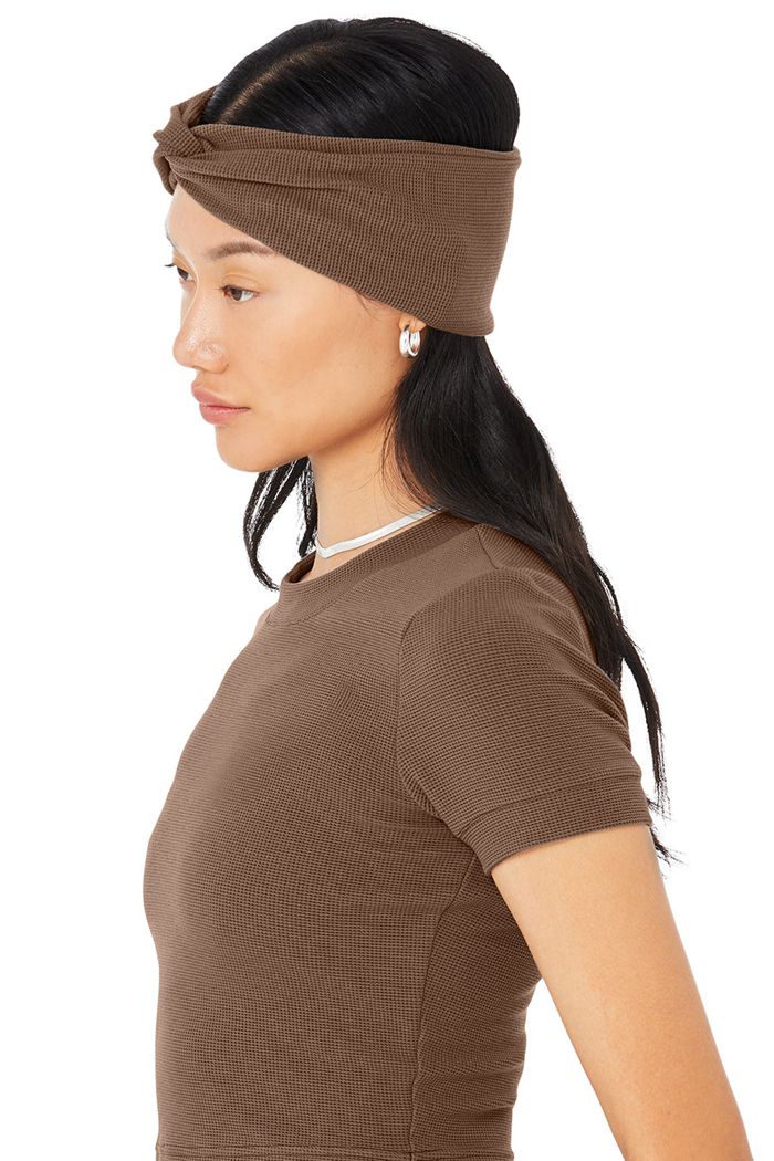 Alo Yoga Micro Waffle Women's Headband Brown | 16AJFSXER