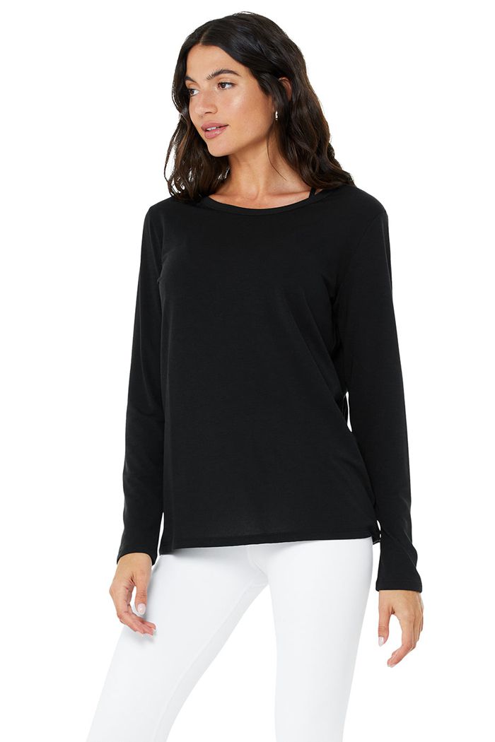 Alo Yoga Motion Women's Long Sleeve Black | 23MWLRHJT