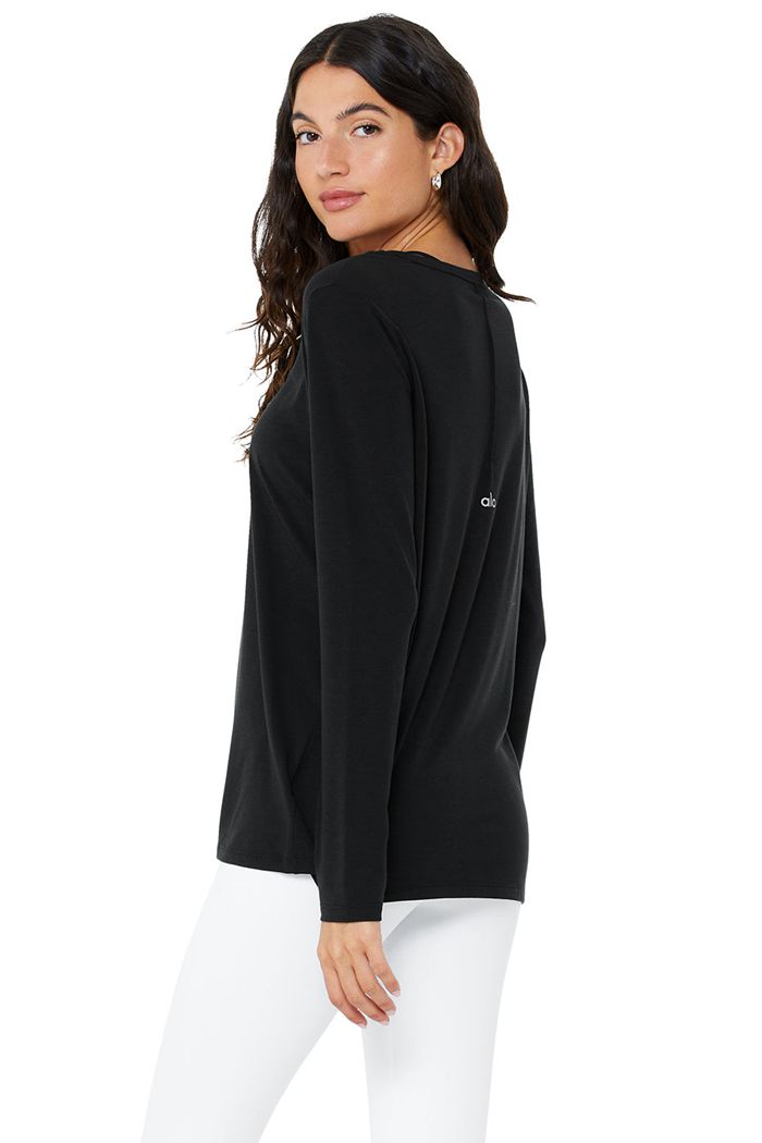 Alo Yoga Motion Women's Long Sleeve Black | 23MWLRHJT