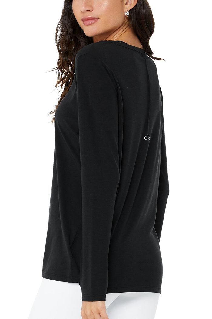 Alo Yoga Motion Women's Long Sleeve Black | 23MWLRHJT