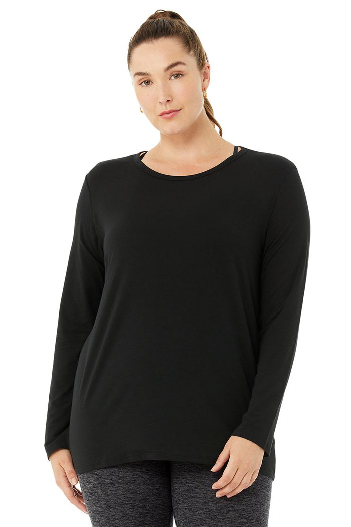 Alo Yoga Motion Women's Long Sleeve Black | 23MWLRHJT