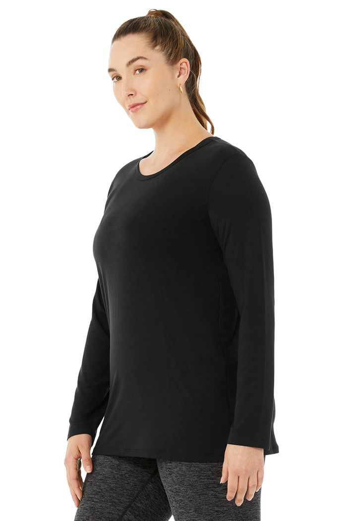 Alo Yoga Motion Women's Long Sleeve Black | 23MWLRHJT