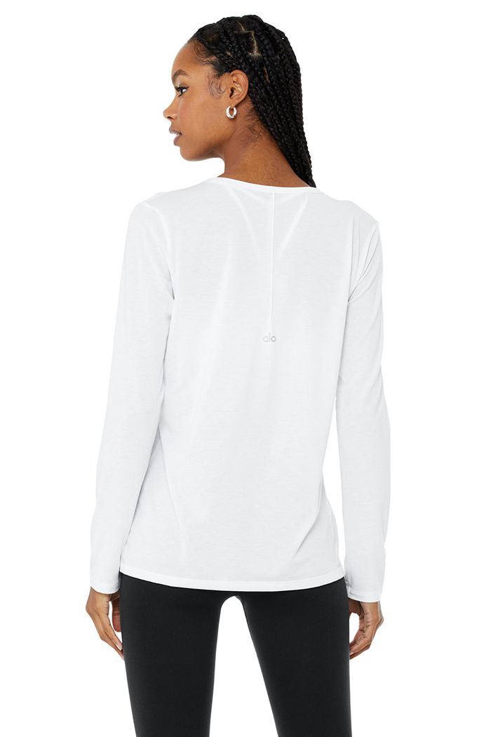 Alo Yoga Motion Women's Long Sleeve White | 23XANGTDB