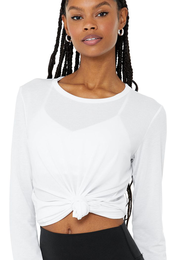 Alo Yoga Motion Women's Long Sleeve White | 23XANGTDB