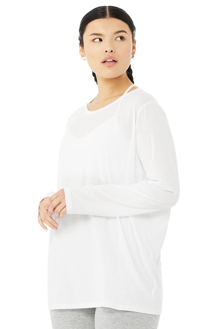 Alo Yoga Motion Women's Long Sleeve White | 23XANGTDB