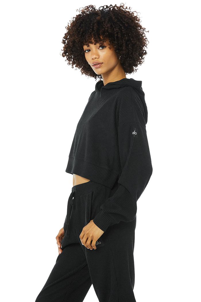 Alo Yoga Muse Women's Hoodie Black | 93YRGVWCE