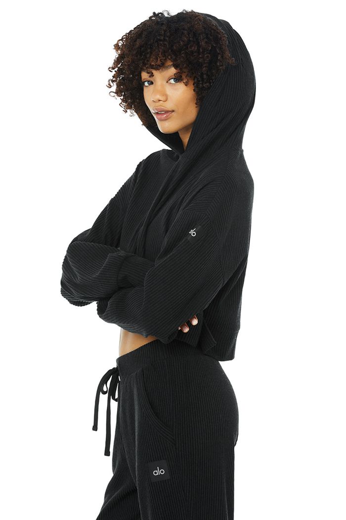 Alo Yoga Muse Women's Hoodie Black | 93YRGVWCE