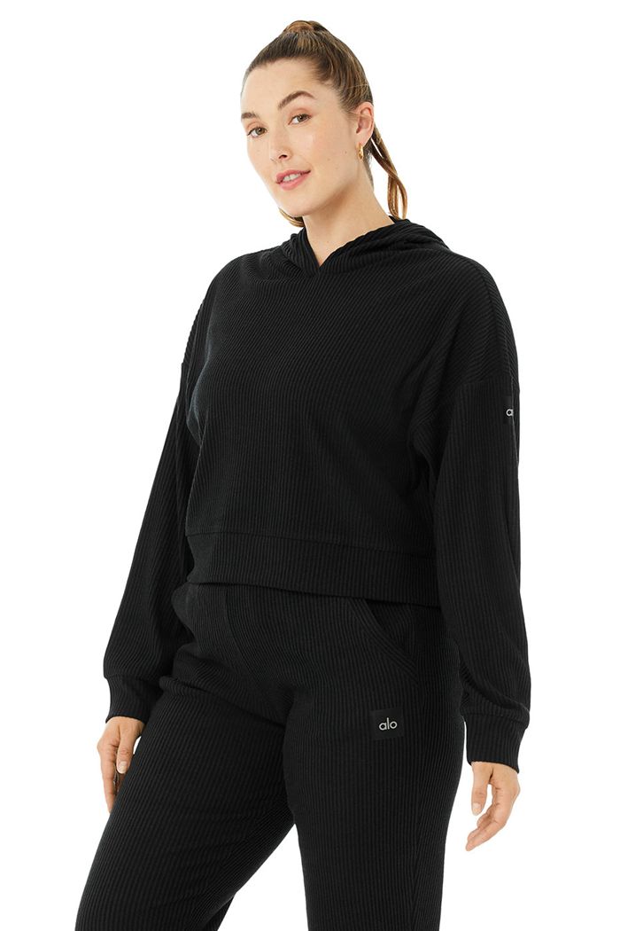 Alo Yoga Muse Women's Hoodie Black | 93YRGVWCE