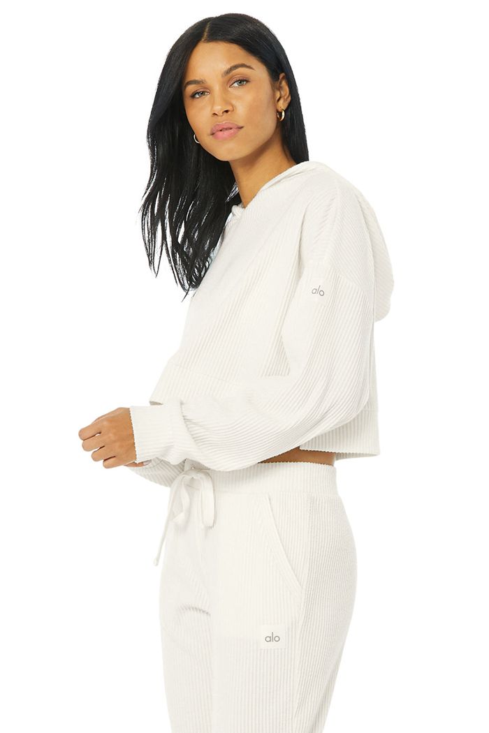 Alo Yoga Muse Women's Hoodie White | 46HZIKRWX