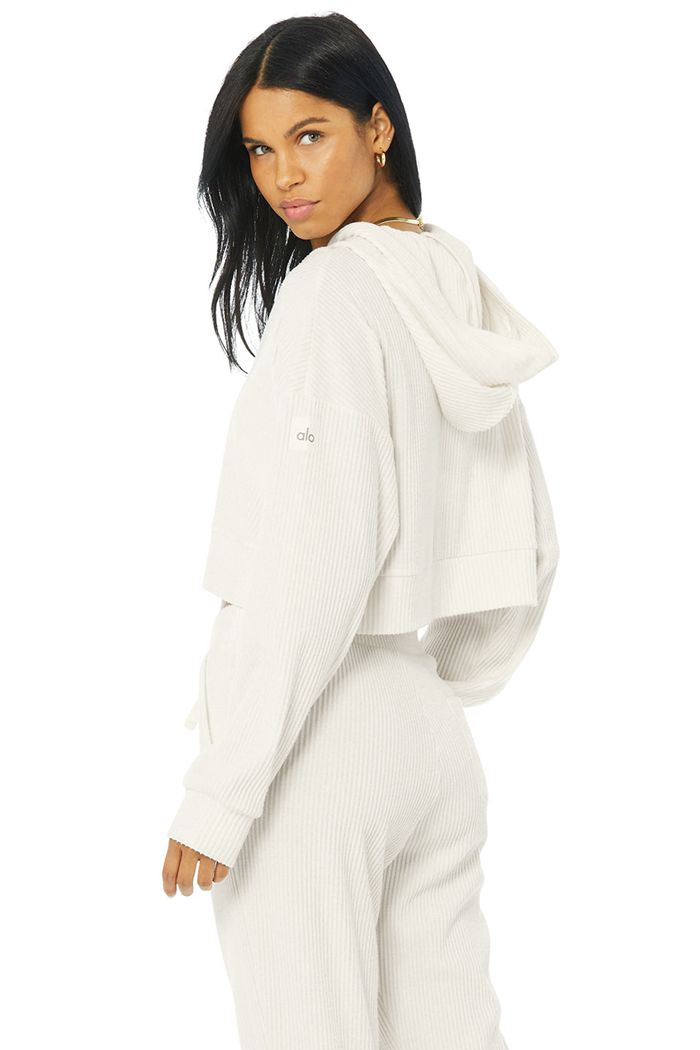 Alo Yoga Muse Women's Hoodie White | 46HZIKRWX