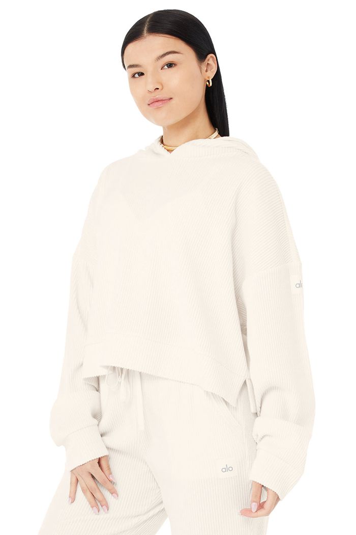 Alo Yoga Muse Women's Hoodie White | 46HZIKRWX