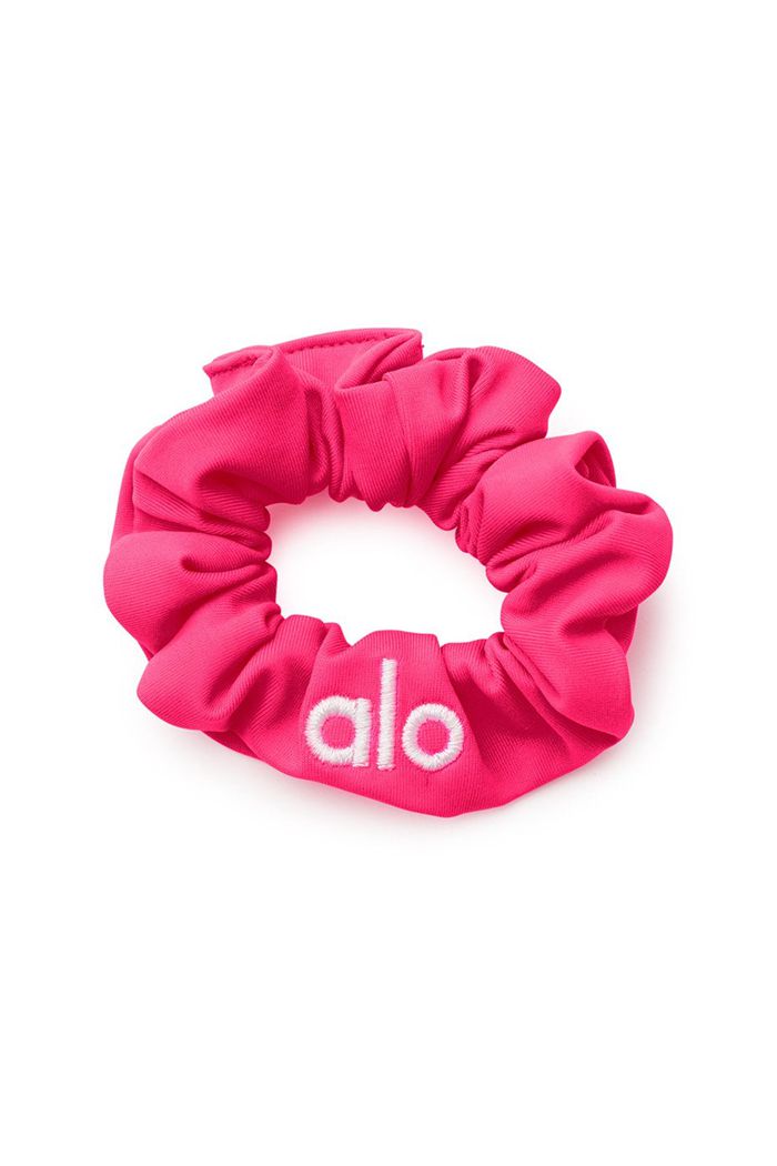 Alo Yoga Neon Women\'s Scrunchie Pink | 65XEFPHYB