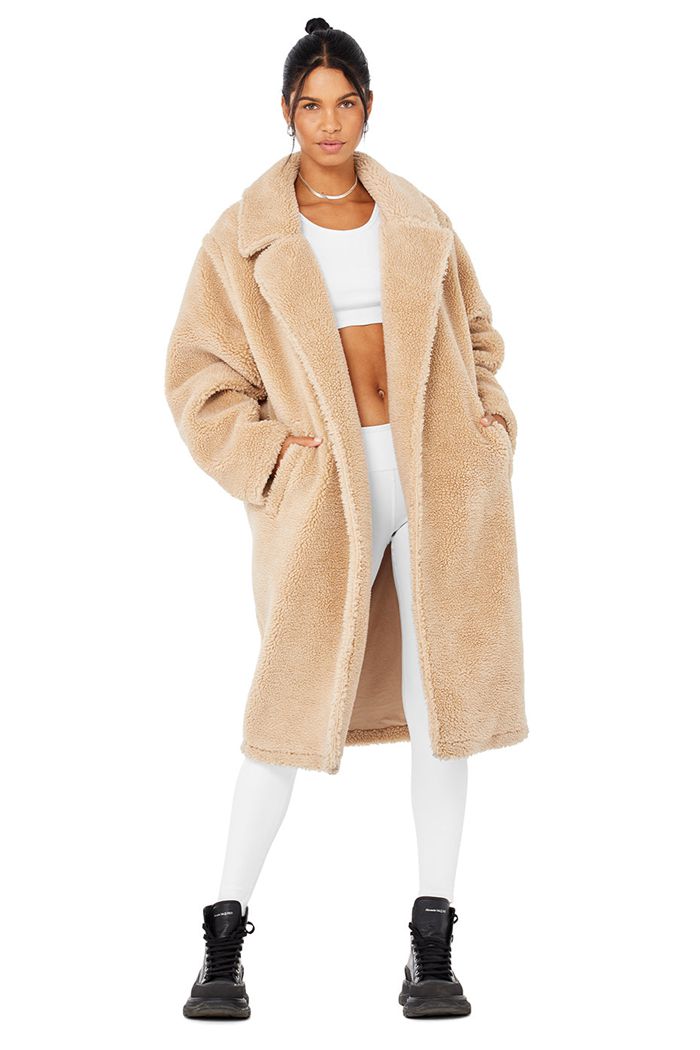 Alo Yoga Oversized Sherpa Trench Women\'s Coat Brown | 37LWFOVZK