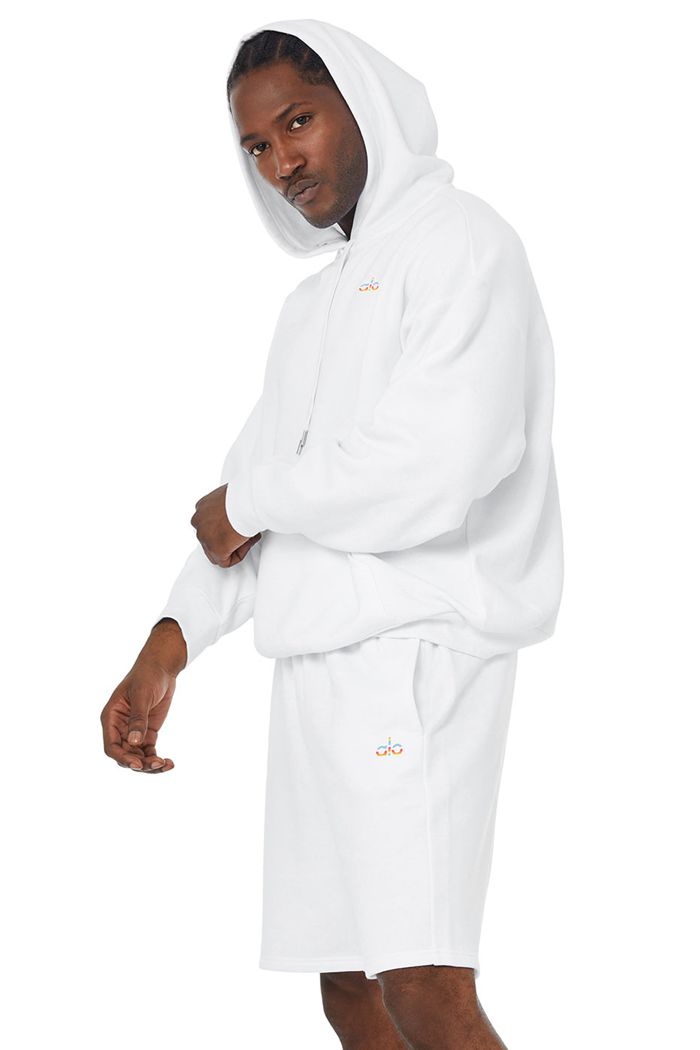 Alo Yoga Pride Accolade Men's Hoodie White | 52HLYVEDQ