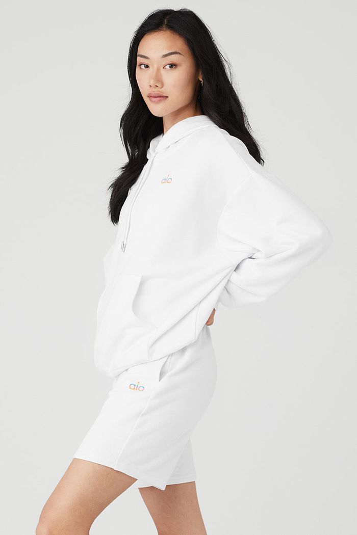 Alo Yoga Pride Accolade Women's Hoodie White | 70TZHSVLE