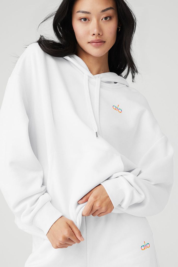 Alo Yoga Pride Accolade Women's Hoodie White | 70TZHSVLE