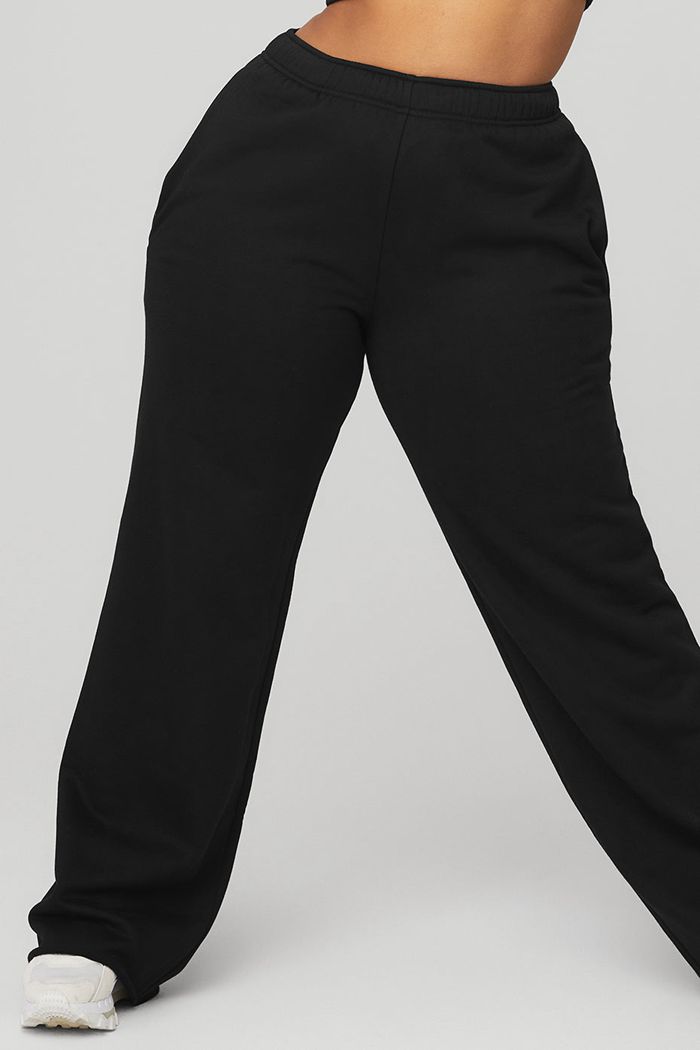 Alo Yoga Puddle Sweat Women's Pants Black | 81DFQVUBR