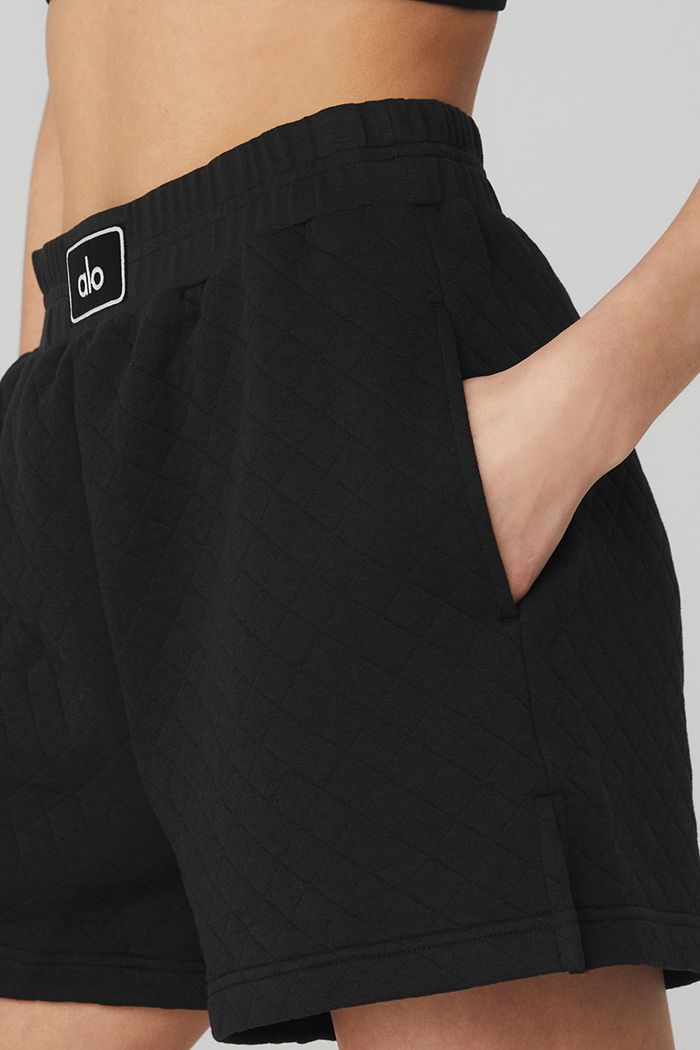 Alo Yoga Quilted Arena Boxing Women's Short Black | 07YEOXZBT