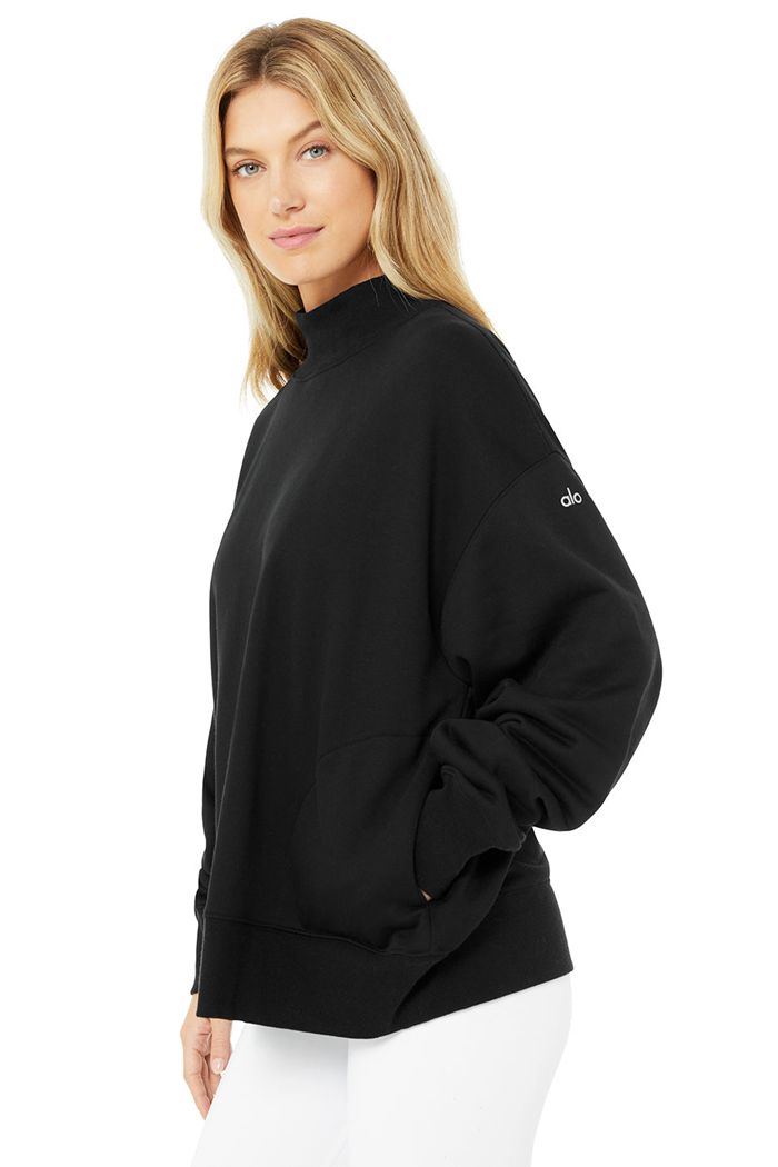 Alo Yoga Refresh Women's Pullover Black | 73NYLPXFU