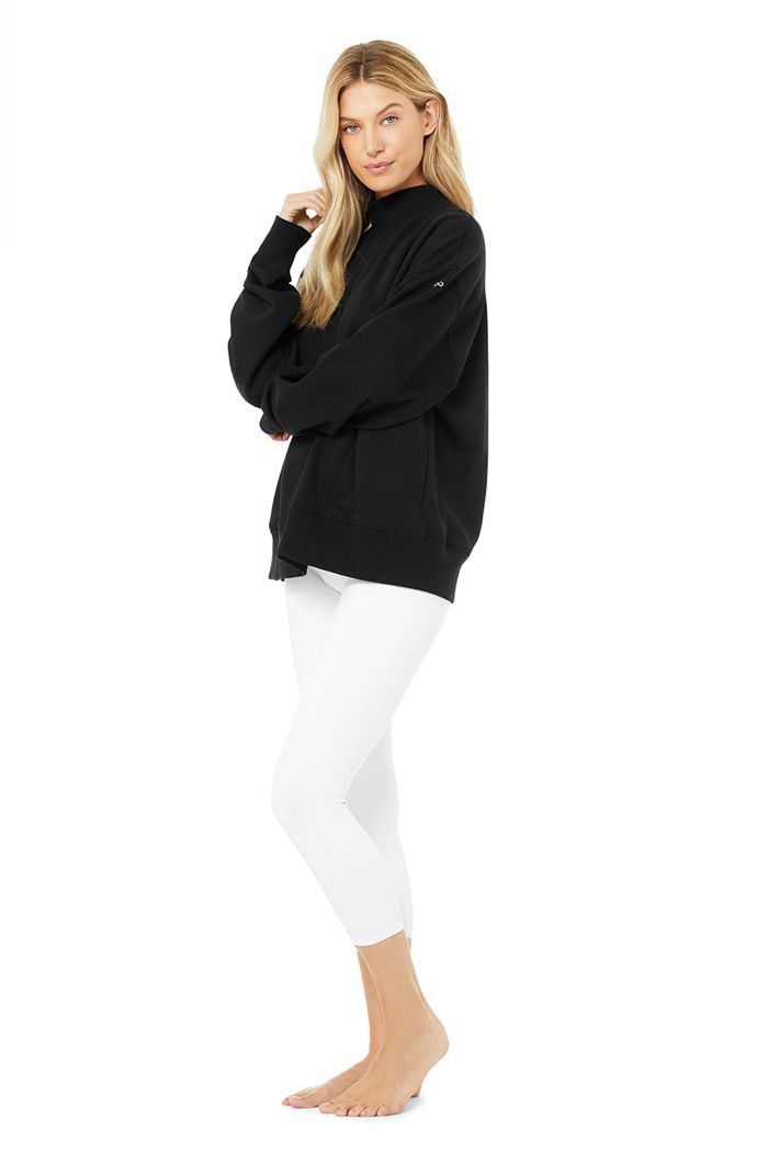 Alo Yoga Refresh Women's Pullover Black | 73NYLPXFU