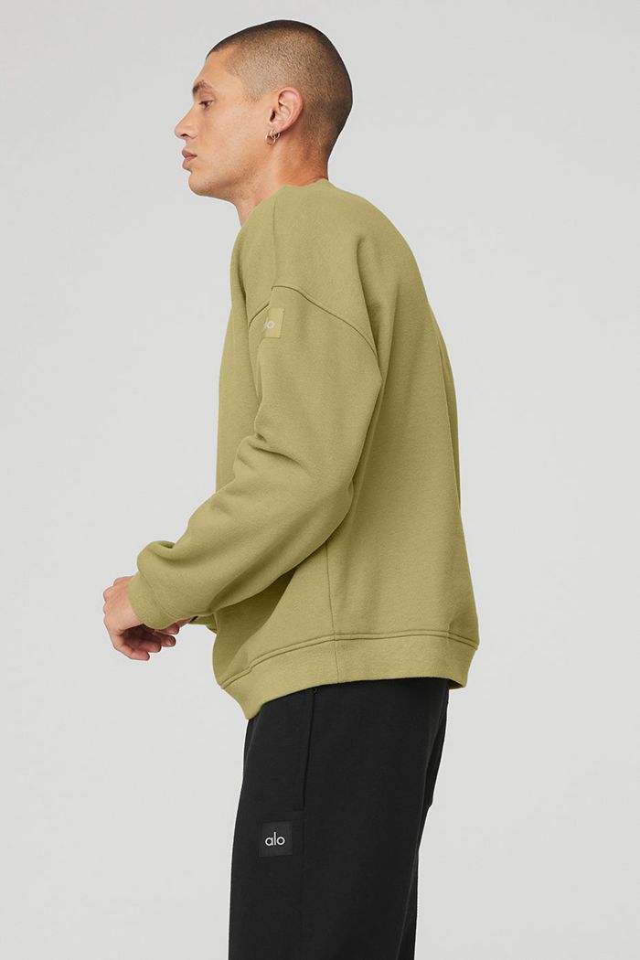 Alo Yoga Renown Crew Neck Men's Pullover Green | 42FGOXRSK