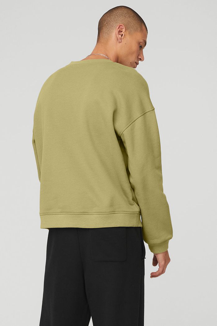 Alo Yoga Renown Crew Neck Men's Pullover Green | 42FGOXRSK